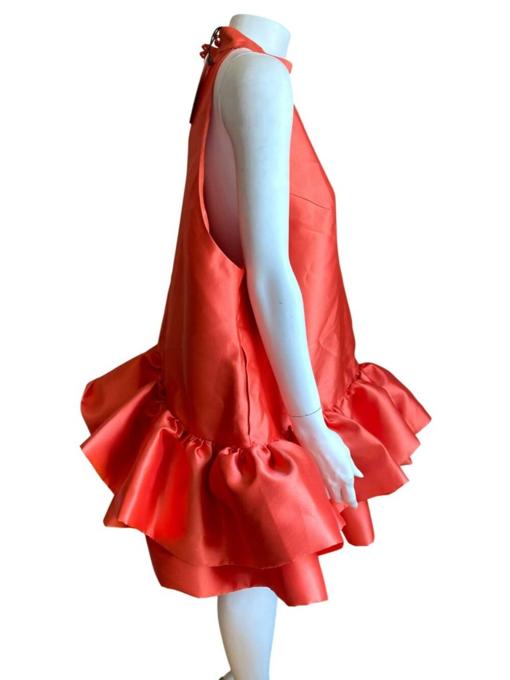 The Kemist Orange Sleeveless Halter Ruffled Mini Short Dress Size 18 Orig $250! - Picture 2 of 9